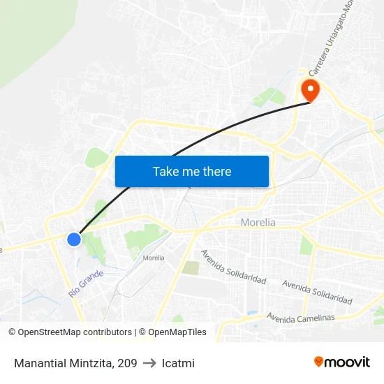 Manantial Mintzita, 209 to Icatmi map