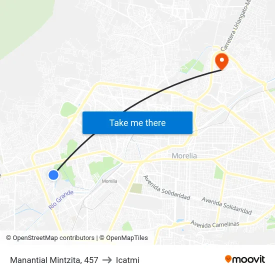 Manantial Mintzita, 457 to Icatmi map