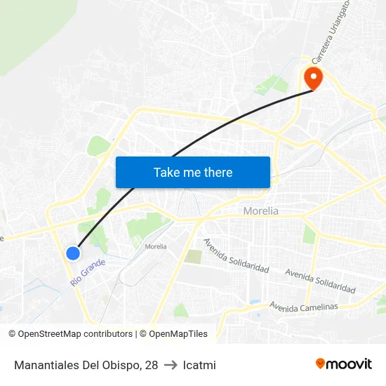 Manantiales Del Obispo, 28 to Icatmi map