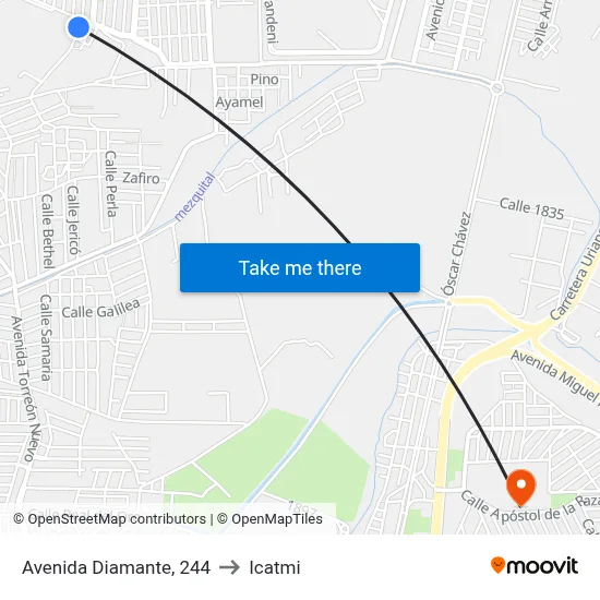 Avenida Diamante, 244 to Icatmi map