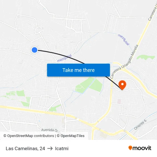 Las Camelinas, 24 to Icatmi map