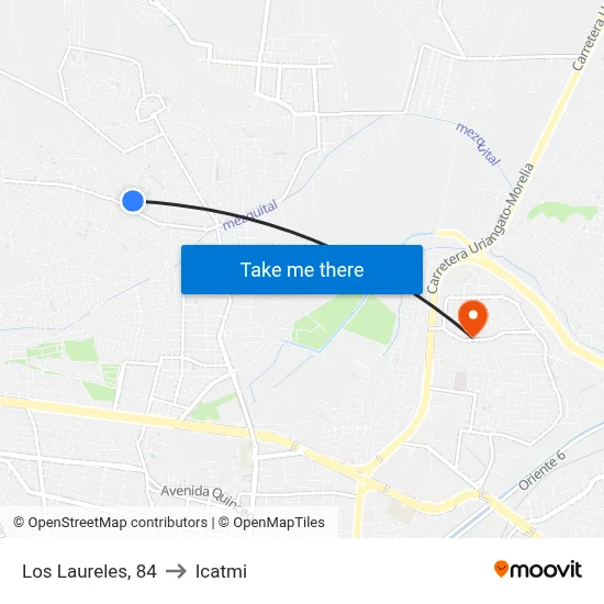 Los Laureles, 84 to Icatmi map