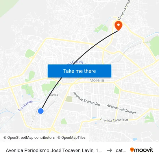 Avenida Periodismo José Tocaven Lavín, 1597 to Icatmi map