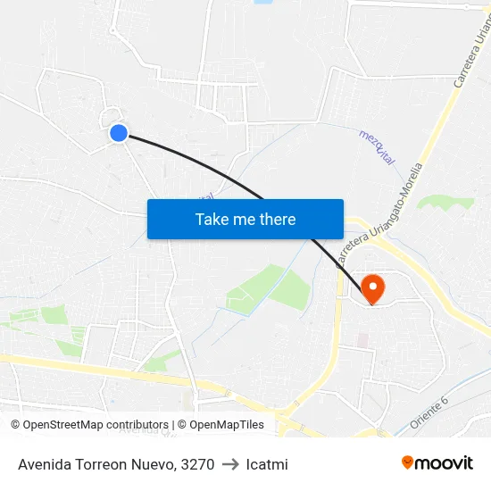 Avenida Torreon Nuevo, 3270 to Icatmi map