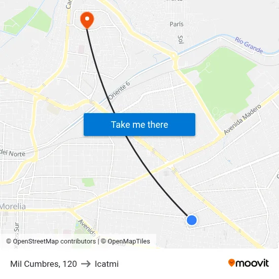 Mil Cumbres, 120 to Icatmi map