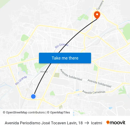 Avenida Periodismo José Tocaven Lavín, 18 to Icatmi map