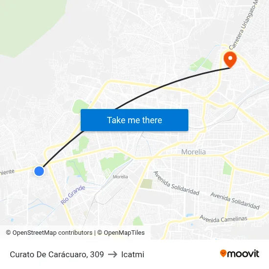 Curato De Carácuaro, 309 to Icatmi map