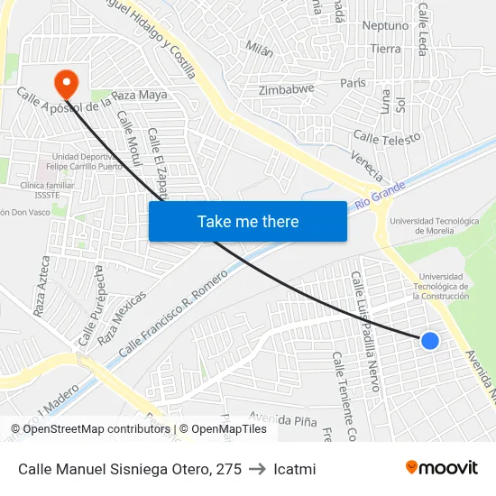 Calle Manuel Sisniega Otero, 275 to Icatmi map