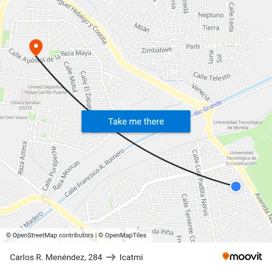 Carlos R. Menéndez, 284 to Icatmi map