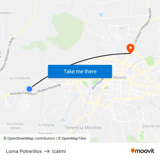 Loma Potrerillos to Icatmi map