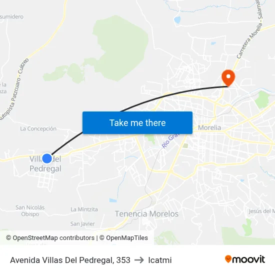 Avenida Villas Del Pedregal, 353 to Icatmi map