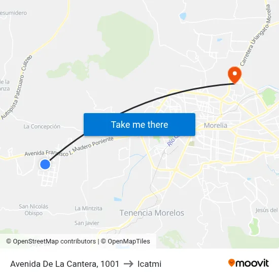 Avenida De La Cantera, 1001 to Icatmi map