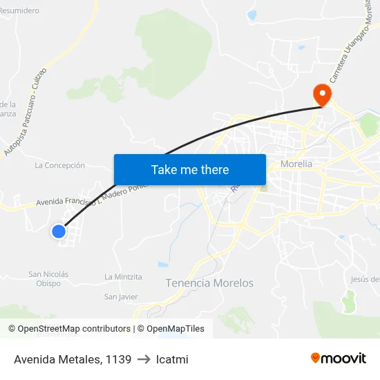 Avenida Metales, 1139 to Icatmi map