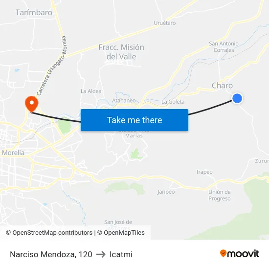 Narciso Mendoza, 120 to Icatmi map