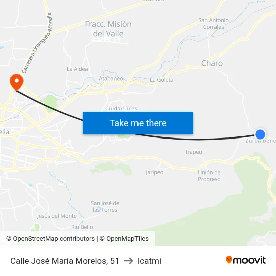 Calle José María Morelos, 51 to Icatmi map