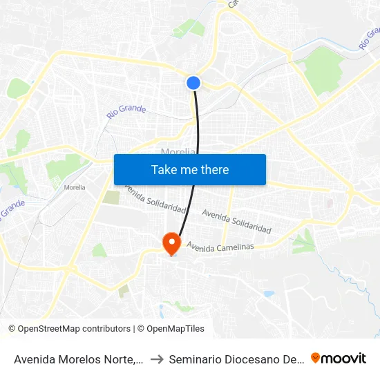 Avenida Morelos Norte, 2151_3 to Seminario Diocesano De Morelia map