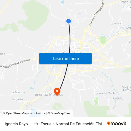 Ignacio Rayon, 62 to Escuela Normal De Educación Física Enef map