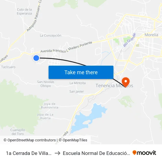 1a Cerrada De Villa Magna, 5 to Escuela Normal De Educación Física Enef map