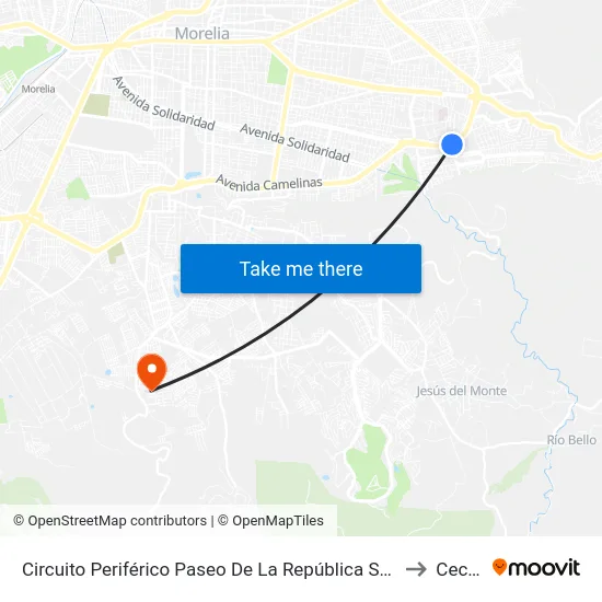 Circuito Periférico Paseo De La República Sector Nueva España, 3311 to Cecytem map