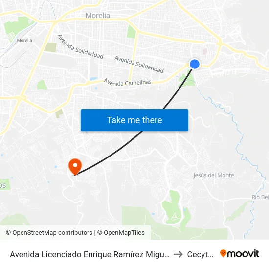 Avenida Licenciado Enrique Ramírez Miguel, 113 to Cecytem map