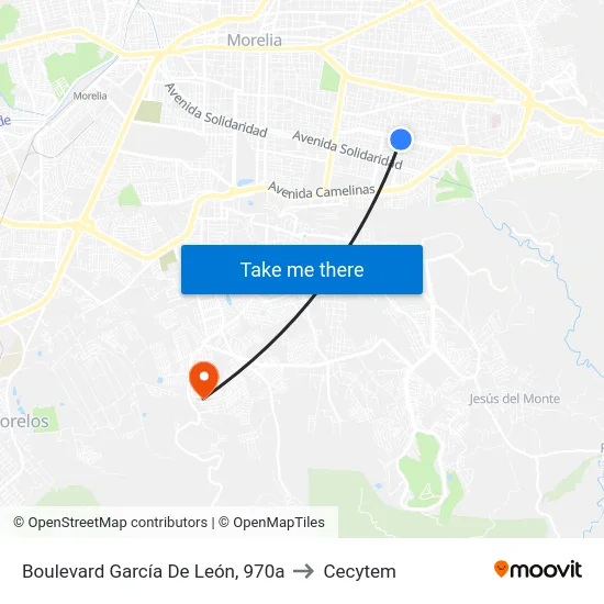 Boulevard García De León, 970a to Cecytem map