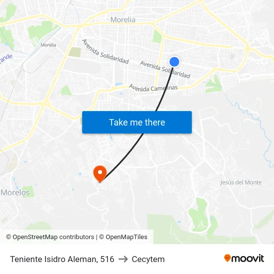 Teniente Isidro Aleman, 516 to Cecytem map