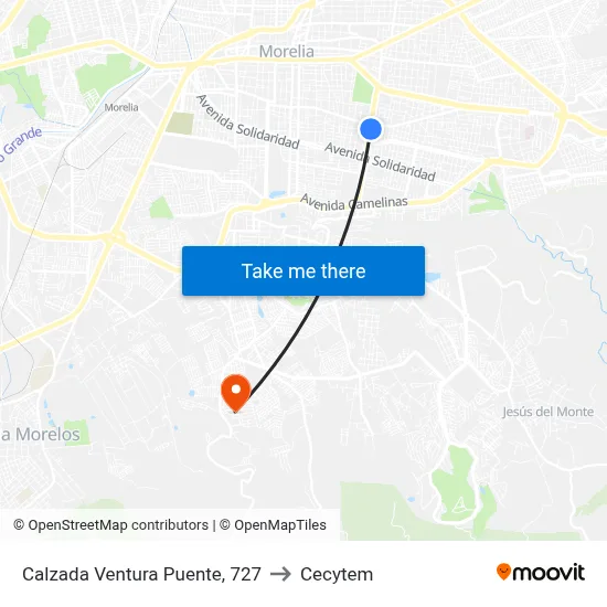 Calzada Ventura Puente, 727 to Cecytem map