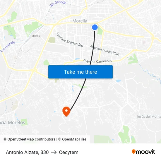 Antonio Alzate, 830 to Cecytem map