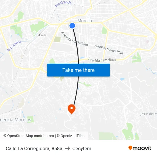 Calle La Corregidora, 858a to Cecytem map