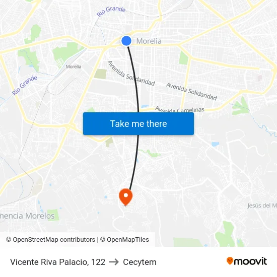 Vicente Riva Palacio, 122 to Cecytem map