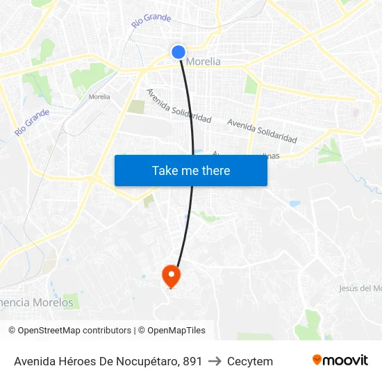 Avenida Héroes De Nocupétaro, 891 to Cecytem map