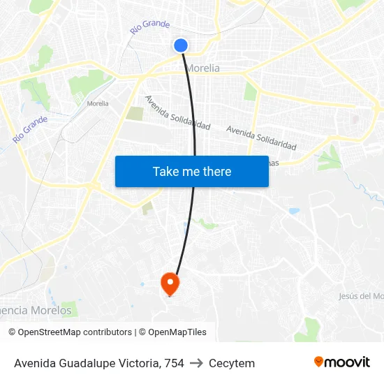 Avenida Guadalupe Victoria, 754 to Cecytem map