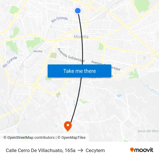 Calle Cerro De Villachuato, 165a to Cecytem map