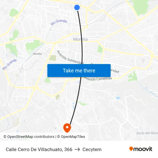 Calle Cerro De Villachuato, 366 to Cecytem map