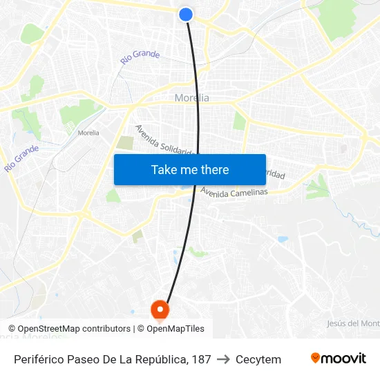 Periférico Paseo De La República, 187 to Cecytem map