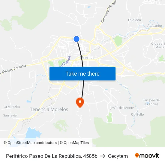 Periférico Paseo De La República, 4585b to Cecytem map