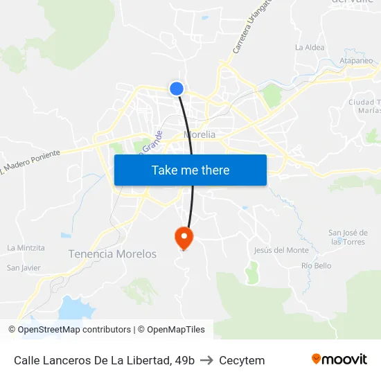 Calle Lanceros De La Libertad, 49b to Cecytem map