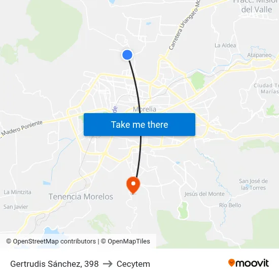 Gertrudis Sánchez, 398 to Cecytem map