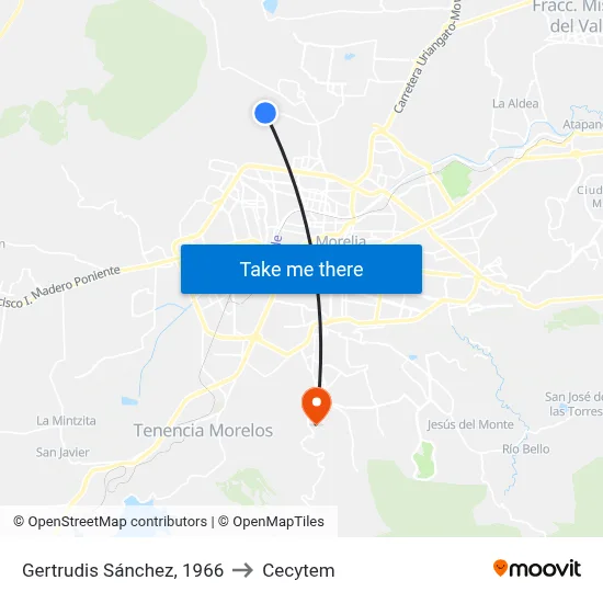 Gertrudis Sánchez, 1966 to Cecytem map