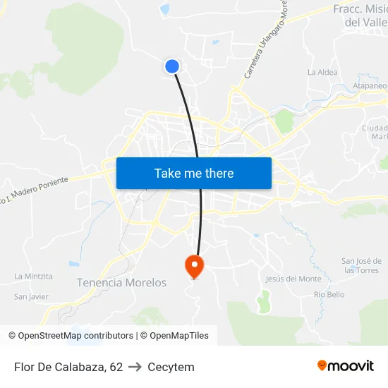 Flor De Calabaza, 62 to Cecytem map