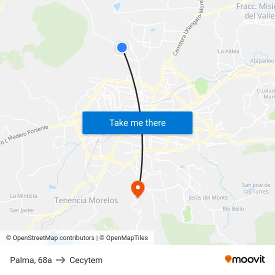Palma, 68a to Cecytem map