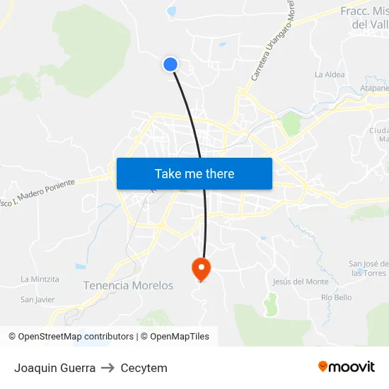 Joaquin Guerra to Cecytem map