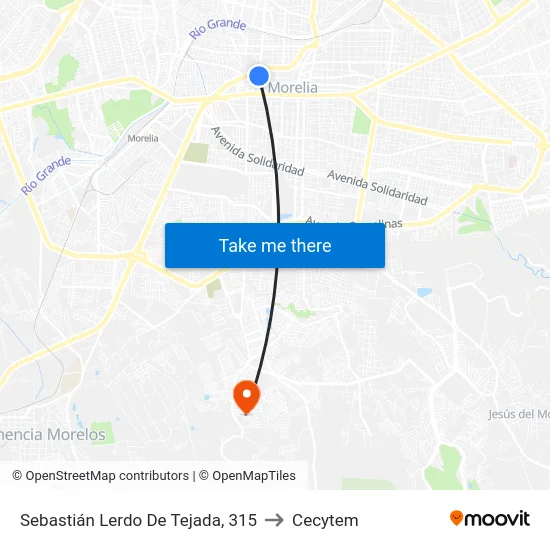 Sebastián Lerdo De Tejada, 315 to Cecytem map