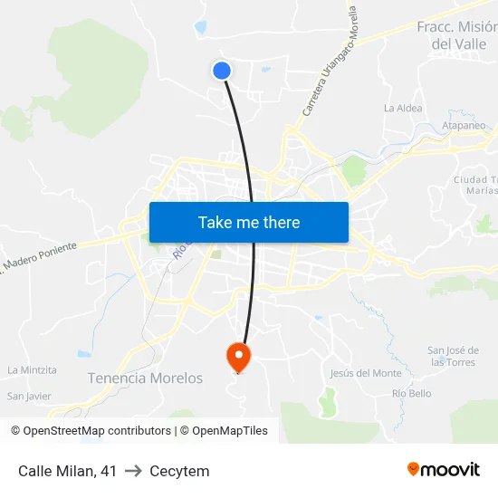 Calle Milan, 41 to Cecytem map