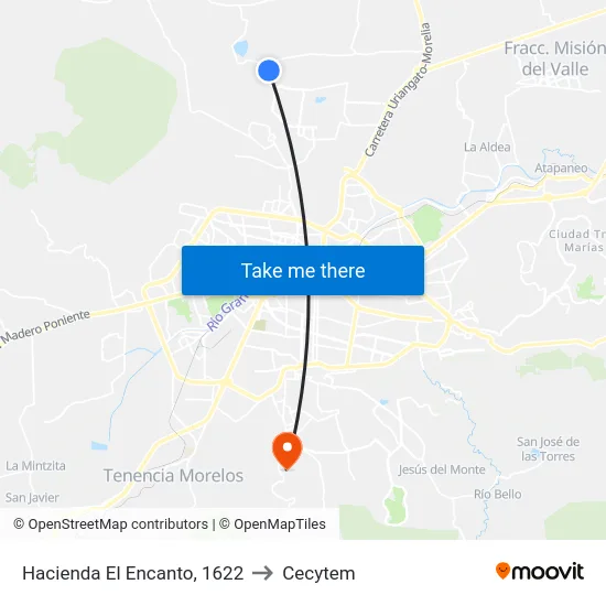 Hacienda El Encanto, 1622 to Cecytem map