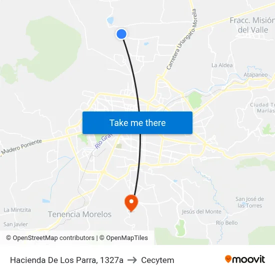 Hacienda De Los Parra, 1327a to Cecytem map