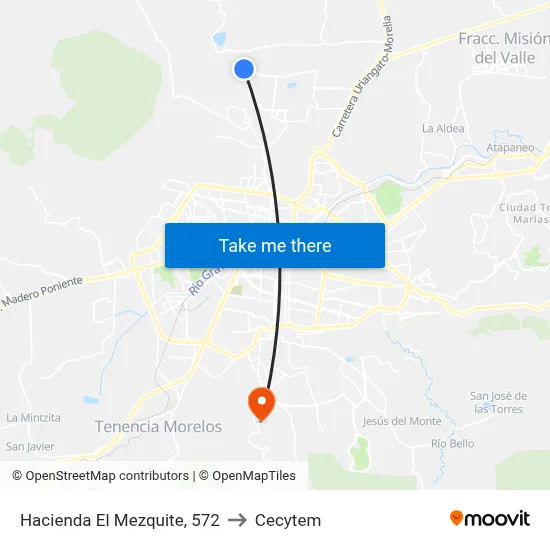 Hacienda El Mezquite, 572 to Cecytem map