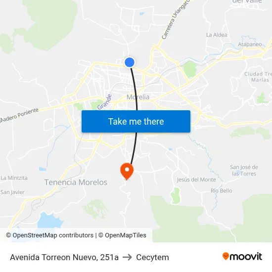 Avenida Torreon Nuevo, 251a to Cecytem map