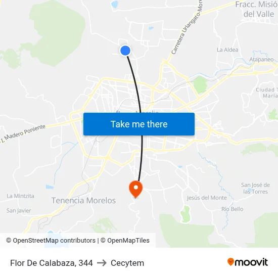 Flor De Calabaza, 344 to Cecytem map