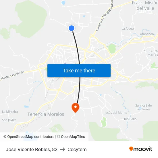 José Vicente Robles, 82 to Cecytem map